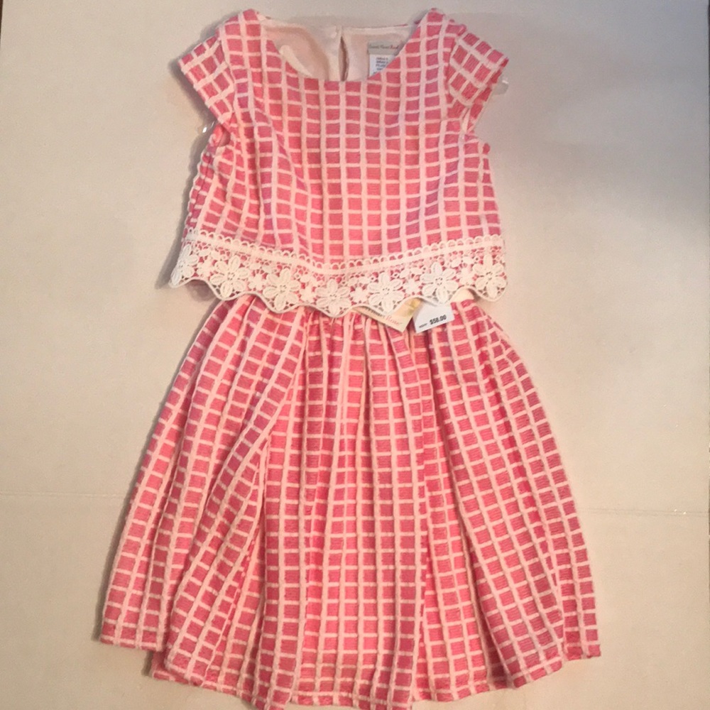 Sweet Heart Rose 2pc Girl’s Pink/White Plaid Dress